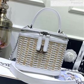 Chanel Rattan Woven Small Vanity Case AS1352 White/Beige 2020 (JY-0010339)