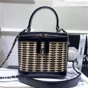 Chanel Rattan Woven Small Vanity Case AS1352 Black/Beige 2020 (JY-0010340)