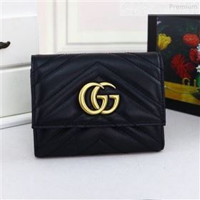 Gucci GG Marmont Matelassé Small Wallet 474802 Black 2019 (DLH-0010412)