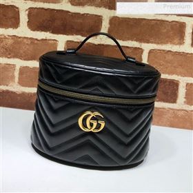 Gucci GG Marmont Leather Small Cosmetic Case 611004 Black 2019 (DLH-0010419)