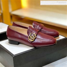 Gucci Leather Double G Loafer 602496 Burgundy 2020 (SY-0010603)