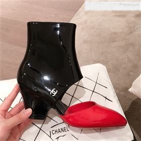 Chanel Patent Calfskin Mary Jane Open Ankle Short Boots G35431 Red/Black 2020 (KL-0010607)