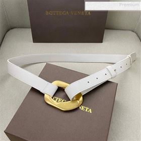 Bottega Veneta Leather Belt 25mm with Metal Framed Buckle White 2020 (SJ-0010611)