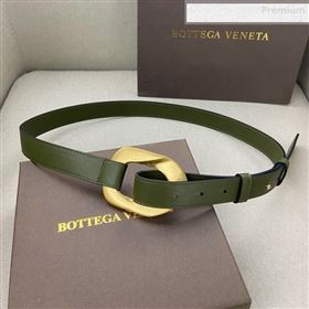 Bottega Veneta Leather Belt 25mm with Metal Framed Buckle Green 2020 (SJ-0010612)