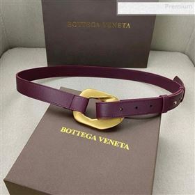 Bottega Veneta Leather Belt 25mm with Metal Framed Buckle Burgundy 2020 (SJ-0010613)