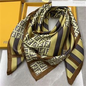 Fendi Silk FF Stripes Check Square Scarf 90x90cm 2019 (WNS-0010618)