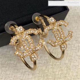 Chanel Crystal CC Pearl Hoop Earring 2019 (YF-0010623)