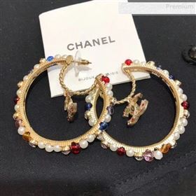 Chanel Colored Pearl Hoop Earrings AB3195 2019 (YF-0010627)