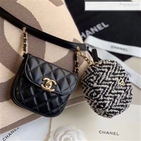 Chanel Quilted Lambskin Waist/Belt and Coin Purse AP0743 Black/White 2020 (XING-0010704)