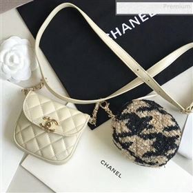 Chanel Quilted Lambskin Waist/Belt and Coin Purse AP0743 White/Beige 2020 (XING-0010702)