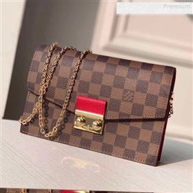 Louis Vuitton Croisette Damier Ebene Canvas Chain Wallet N60288 Red 2019 (KI-0010706)