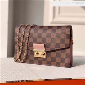 Louis Vuitton Croisette Damier Ebene Canvas Chain Wallet N60287 Pink 2019 (KI-0010705)