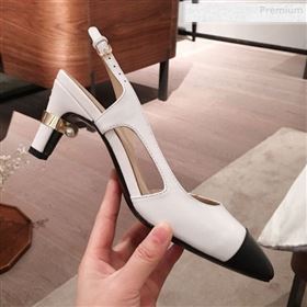 Chanel Lambskin Pearl Heel Slingbacks Pumps G34597 White 2020 (KL-0010306)