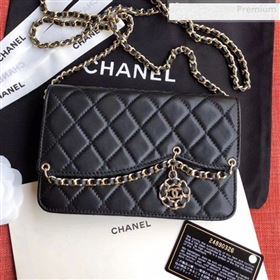 Chanel Quilted Lambskin Tassel Wallet on Chain WOC AP0278 Black 2019 (XING-0010331)