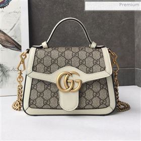 Gucci GG Canvas Mini Top Handle Bag 547260 White Leather 2019 (DLH-0021613)