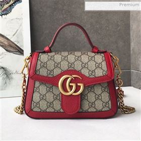 Gucci GG Canvas Mini Top Handle Bag 547260 Red Leather 2019 (DLH-0021614)