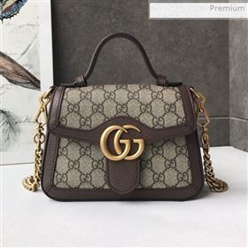 Gucci GG Canvas Mini Top Handle Bag 547260 Brown Leather 2019 (DLH-0021615)