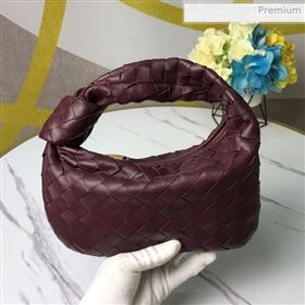 Bottega Veneta Mini BV Jodie Woven Lambskin Hobo Bag Burgundy 2020 (MS-0011325)