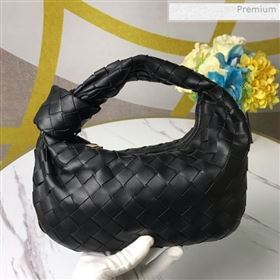 Bottega Veneta Mini BV Jodie Woven Lambskin Hobo Bag Black 2020 (MS-0011326)