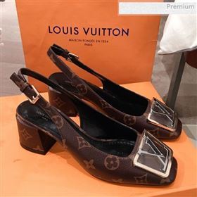 Louis Vuitton Madeleine Monogram Canvas Square LV Slingback Pumps 2020 (KL-0011408)