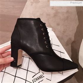 Chanel Stitching Lambskin Heel Short Boots Black 2019 (KL-0011412)