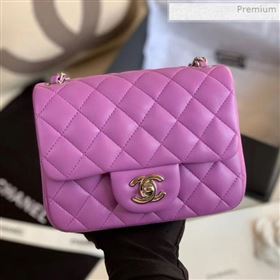 Chanel Quilted Lambskin Classic Mini Flap Bag Purple 2019 (XING-0011501)