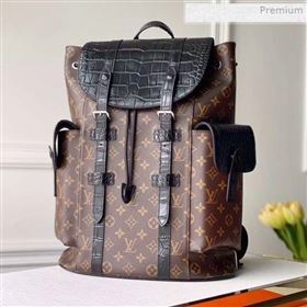 Louis Vuitton Mens Christopher PM Backpack in Monogram Canvas and Crocodile Leather M41379 2019 (KI-0011302)