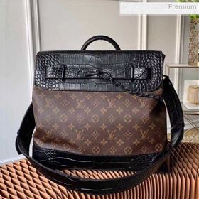 Louis Vuitton Mens Steamer PM Messenger Bag in Monogram Canvas and Crocodile Leather M44473 2019 (KI-0011303)