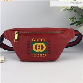 Gucci Logo Print Small Belt Bag 527792 Red 2019 (DLH-0011308)