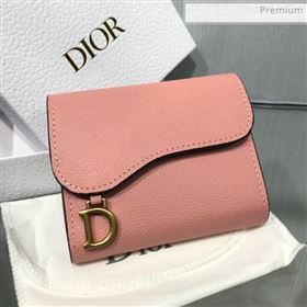 Dior Saddle Grained Calfskin Mini Flap Wallet Pink 2019 (XXG-0011311)