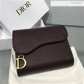 Dior Saddle Grained Calfskin Mini Flap Wallet Dark Brown 2019 (XXG-0011316)