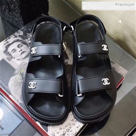 Chanel Strap Flat Sandals Black/White 2020 (MD-0011616)