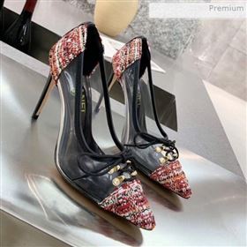 Chanel Tweed Transparent Lace-up High-Heel Pumps Red 2019 (MD-0011623)