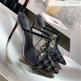 Chanel Tweed Transparent Lace-up High-Heel Mules Black 2019 (MD-0011630)