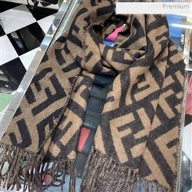 Fendi FF Cashmere Fringe Scarf 43x170cm Coffee/Black 2019 (WNS-0011651)