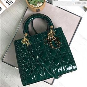 Dior My Lady Dior Medium Bag in Patent Cannage Calfskin Green/Gold 2019 (XXG-0011713)