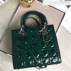 Dior My Lady Dior Medium Bag in Patent Cannage Calfskin Green/Silver 2019 (XXG-0011714)