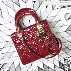 Dior My Lady Dior Medium Bag in Patent Cannage Calfskin Dark Red/Gold 2019 (XXG-0011711)