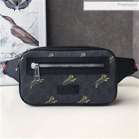 Gucci Bestiary Belt Bag with Tigers Print 474293 Black/Grey 2019 (DLH-0011518)