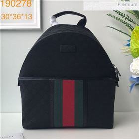 Gucci GG Canvas Web Backpack 190278 Black 2019 (DLH-0011526)