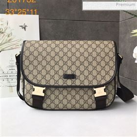 Gucci GG Canvas Flap Messenger Shoulder Bag 201732 Beige 2019 (DLH-0011527)