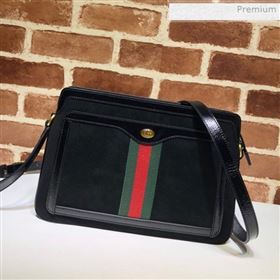 Gucci Ophidia Suede Medium Shoulder Bag 523354 Black 2019 (DLH-0011530)