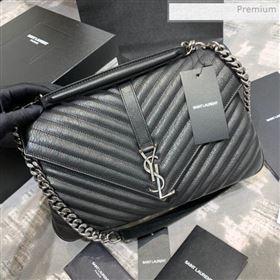 Saint Laurent Classic Large College Monogram Bag 392738 Black/Silver (JD-0011541)