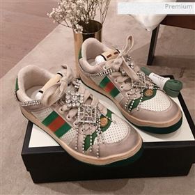 Gucci Screener Perforated Leather Low-top Sneaker with Crystal 2019 (For Women and Men) (KL-0011604)