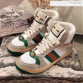 Gucci Screener Perforated Leather High-top Sneaker Green 2019 (For Women and Men) (KL-0011608)