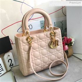 Dior Lady Dior Medium Bag in Cannage Lambskin Light Pink/Gold 2019 (XXG-0011723)