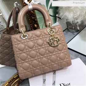 Dior Lady Dior Medium Bag in Cannage Lambskin Beige/Gold 2019 (XXG-0011725)