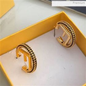 Fendi F Is Fendi Small Hoop Earrings Gold/Black 2019 (JLD-0011807)