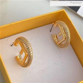 Fendi F Is Fendi Small Hoop Earrings Gold/Crystal 2019 (JLD-0011808)