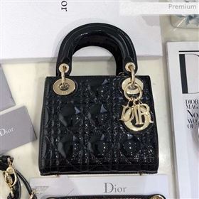 Dior Classic Lady Dior Mini Bag in Patent Leather Black/Gold  (XXG-0021010)